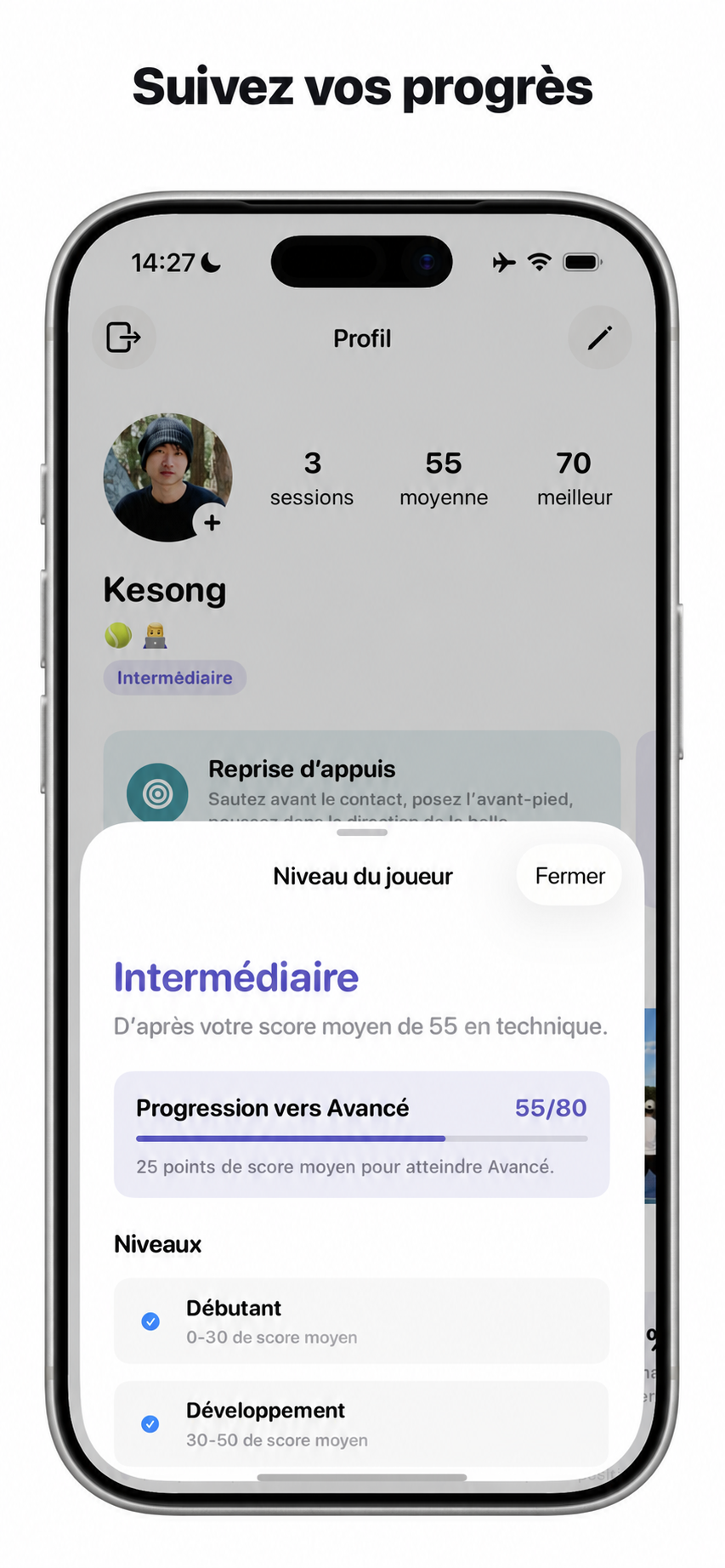 Niveau et progression du joueur dans Cue